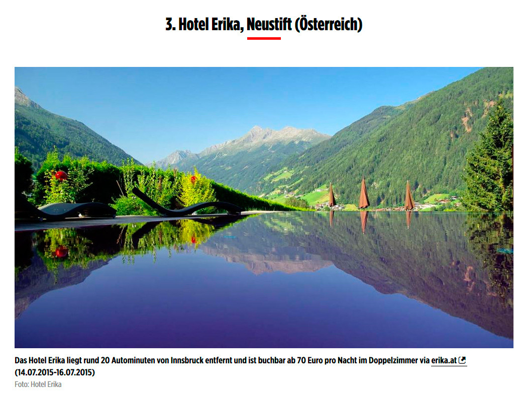 Infinity Pool im Hotel Erika in Neustift im Stubaital