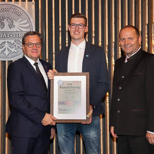Ehrenvolle Auszeichnung „Qualität Tirol“ für unser ERIKA . Hotel Neustift
